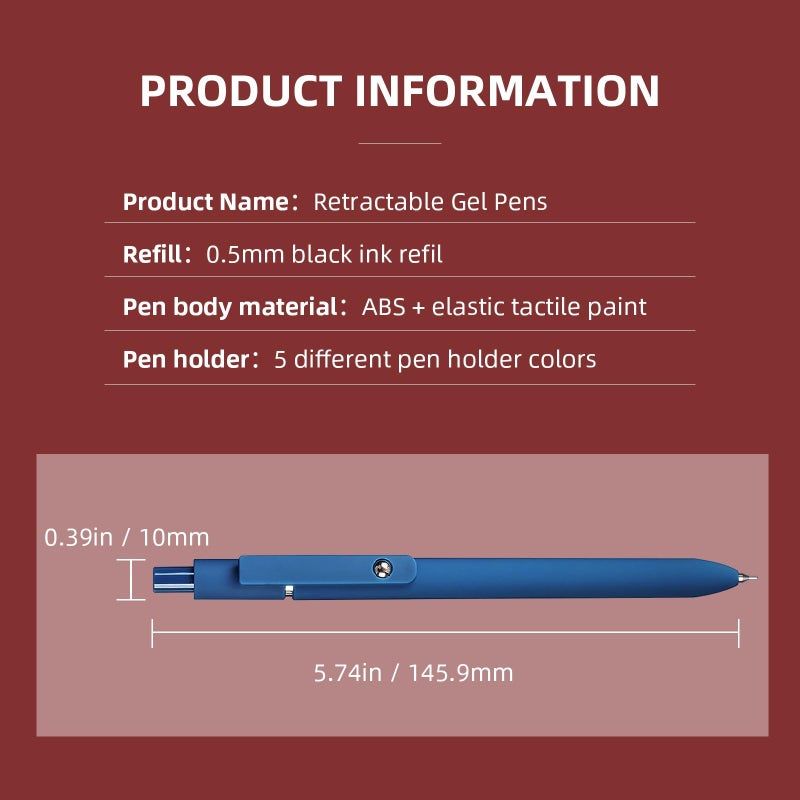 YOXMJDB Gel Pens, 5 Pcs 0.5mm Fine Point Smooth Writing Pens Cute Pens, High-End Series Black Ink Pens for Journaling Note Taking, School Office Supplies for Women Men (5 Pcs Vintage) - Image 5