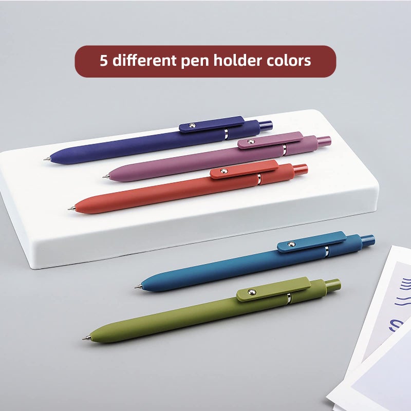 YOXMJDB Gel Pens, 5 Pcs 0.5mm Fine Point Smooth Writing Pens Cute Pens, High-End Series Black Ink Pens for Journaling Note Taking, School Office Supplies for Women Men (5 Pcs Vintage) - Image 2