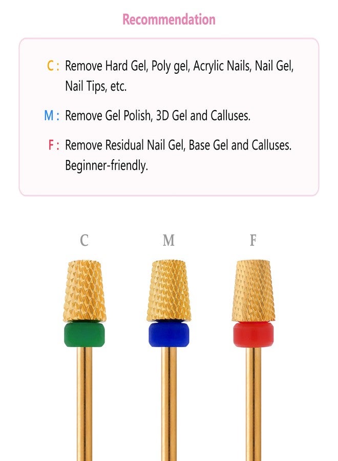 MIRACLE Nail Bits - 3/32" Backfill Cone Shape Flat End Nail Drill Bits for Manicure, Pedicure, Cuticle, and Gel Polishing (Coarse) - Image 4