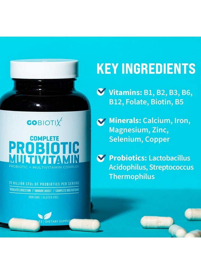 GOBIOTIX Probiotic Multivitamin Supplement - Daily Multivitamins with Probiotics - 25 Billion CFU - Boost Immunity and Digestive Health, Probiotics for Women and Men - Gluten Free Pills - 90 Capsules - Image 2