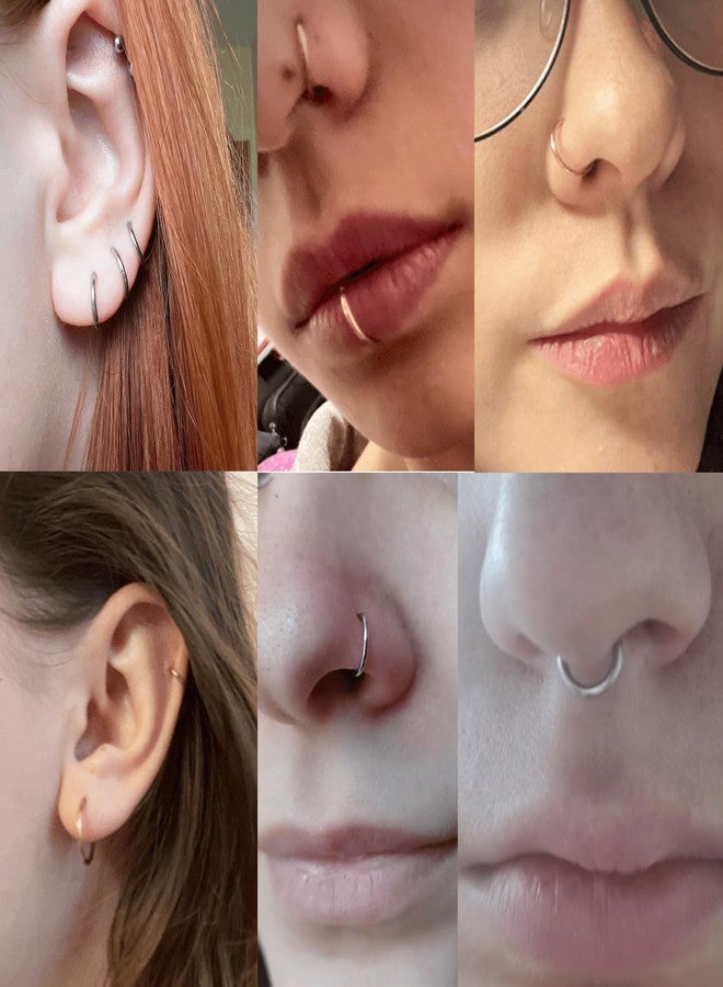 Lantine 16g Septum Rings 316L Surgical Steel Tragus Piercing Cartilage Hoop Earrings for Women Men 11mm - Image 3