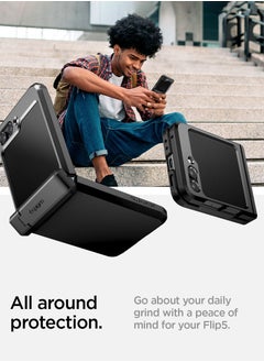 Spigen Tough Armor Pro P for Samsung Galaxy Z Flip 5 Case Cover with Hinge Protection & Kickstand - Black  - Image 4