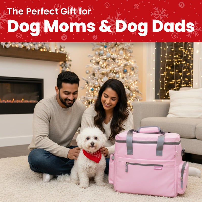 rubyloo The Original Doggy Bagâ„¢ - Complete Dog Travel Bag for Supplies with 2 BPA-Free Travel Bowls & 2 Pet Food Containers - A Dog Mom Gift for Day Trips, Camping, Road Trips & Weekends Away: Lt. Pink - Image 2