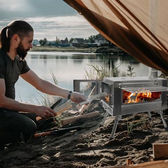 Greyhoo Outdoor Wood Burning Stove, Portable With Chimney Pipe For Cooking, Camping, Tent, Hiking, Fishing, Backpacking - Image 5