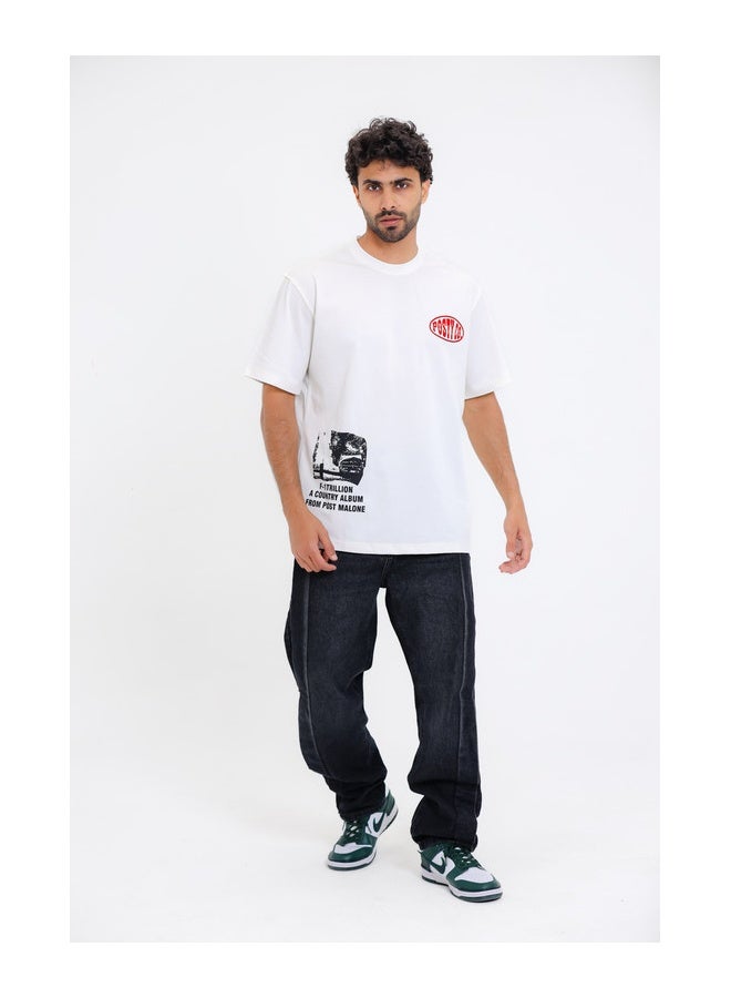 WHITE RABBIT "Posty Co. F-Trillion"Comfy Round Neck T-shirt - Image 5