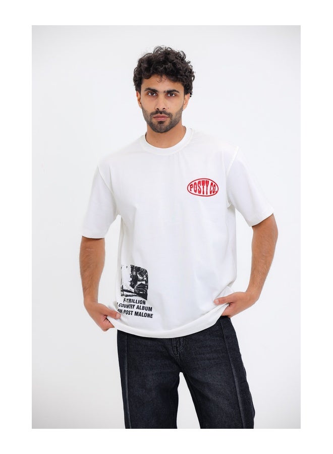WHITE RABBIT "Posty Co. F-Trillion"Comfy Round Neck T-shirt - Image 3