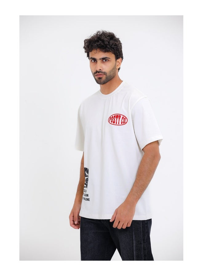 WHITE RABBIT "Posty Co. F-Trillion"Comfy Round Neck T-shirt - Image 4