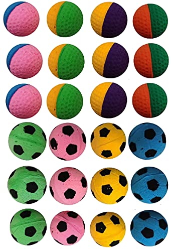 SHUYUE 24 Pack Foam Soccer Balls Cat Toys For Indoor Cats 24Pcs Mixed sponge ball - Image 1