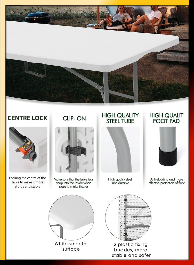 Toshonics طاولة تخييم قابلة للطي مستطيلة متعددة الاستخدامات 180 سم خفيفة الوزن من الألمنيوم قابلة للطي محمولة للاستخدام الداخلي والخارجي للنزهات والشواء والحفلات والمطبخ والطعام والتخييم والحدائق - Image 3