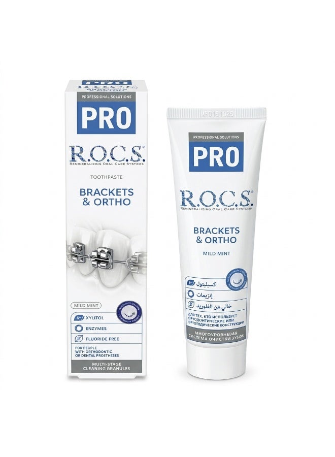 Rocs R.O.C.S. PRO Brackets & Ortho Toothpaste 100 ml, Mild Mint, Multi-Stage Cleaning, Remineralizing Formula for Braces & Orthodontic Treatment - Image 2