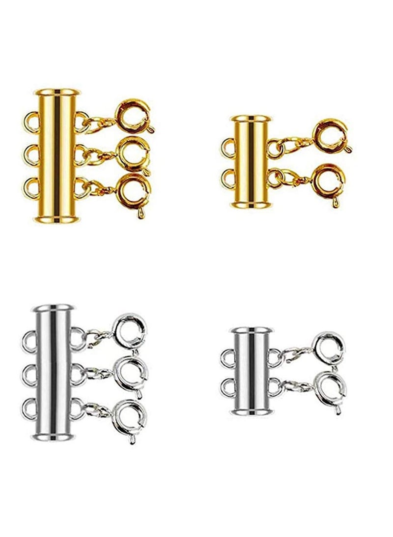 Clasp Lock4 Pieces 2 Size Slide for Layered Necklace Bracelet Connector Slide Magnetic Tube Lock Multi Strands for Layered Bracelet Necklace Jewelry Crafts - Image 1