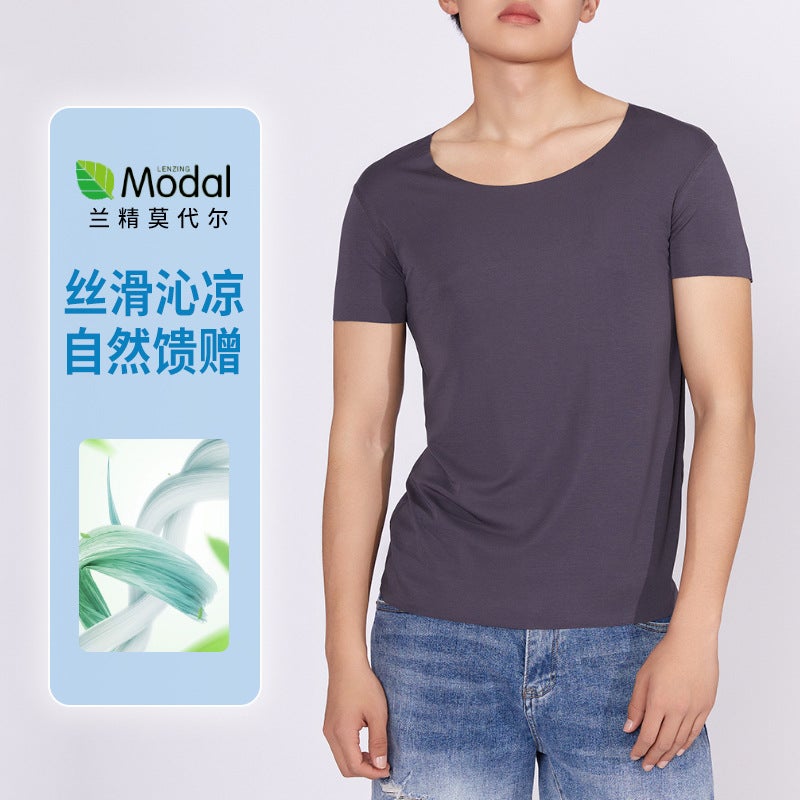 Men's T-shirt Spring and Summer New Style Lanjing Modal Cool Comfortable Breathable Inner Wearing Men's Home Pajamas - Image 2