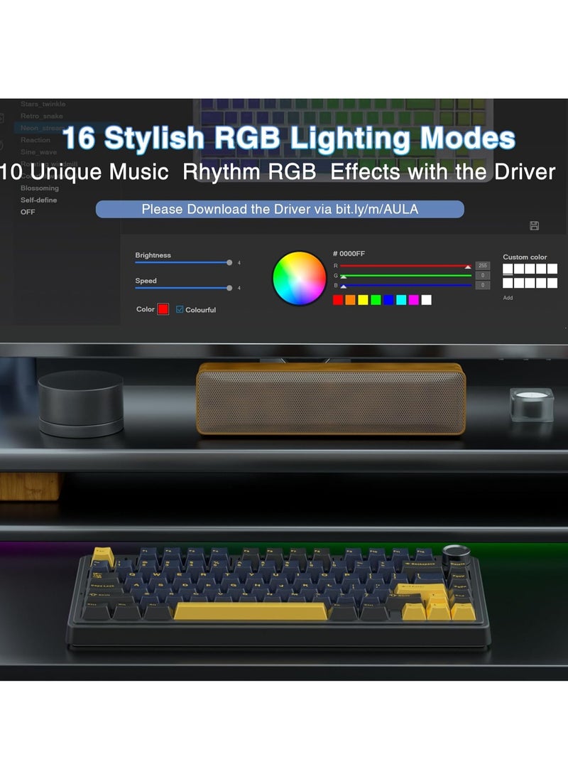 AULA - F75 75% Wireless Mechanical Keyboard,Gasket Hot Swappable Custom Keyboard,Pre-lubed Reaper Switches RGB Backlit Gaming Keyboard,2.4GHz/Type-C/BT5.0 Mechanical Keyboard - Image 1