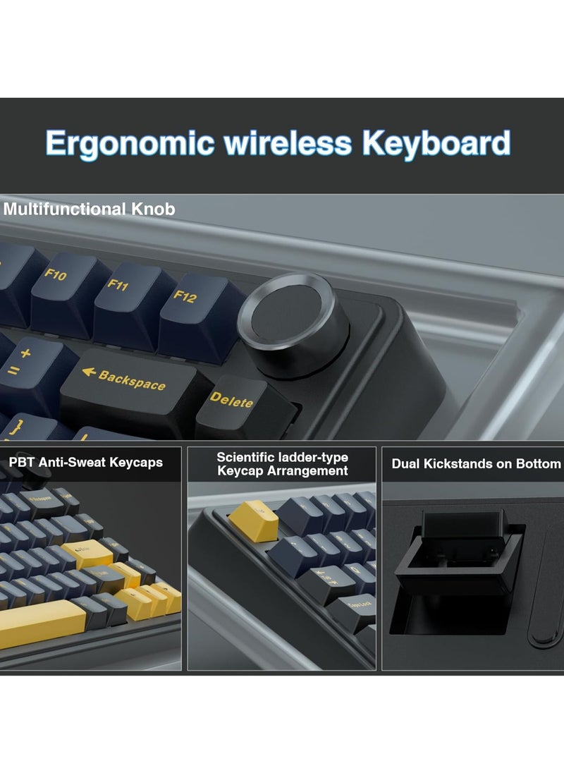 AULA - F75 75% Wireless Mechanical Keyboard,Gasket Hot Swappable Custom Keyboard,Pre-lubed Reaper Switches RGB Backlit Gaming Keyboard,2.4GHz/Type-C/BT5.0 Mechanical Keyboard - Image 1