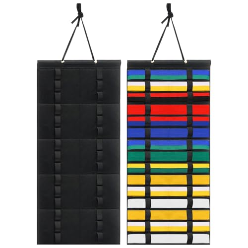 Klmnop 15 Belts Karate Belt Display Rack, Felt Hanging Taekwondo Belt Display, Martial Art Belt Display Holder for Martial Art Learner(Black) - Image 1