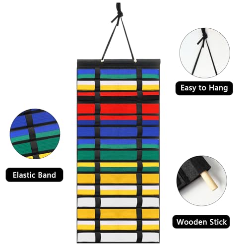 Klmnop 15 Belts Karate Belt Display Rack, Felt Hanging Taekwondo Belt Display, Martial Art Belt Display Holder for Martial Art Learner(Black) - Image 4