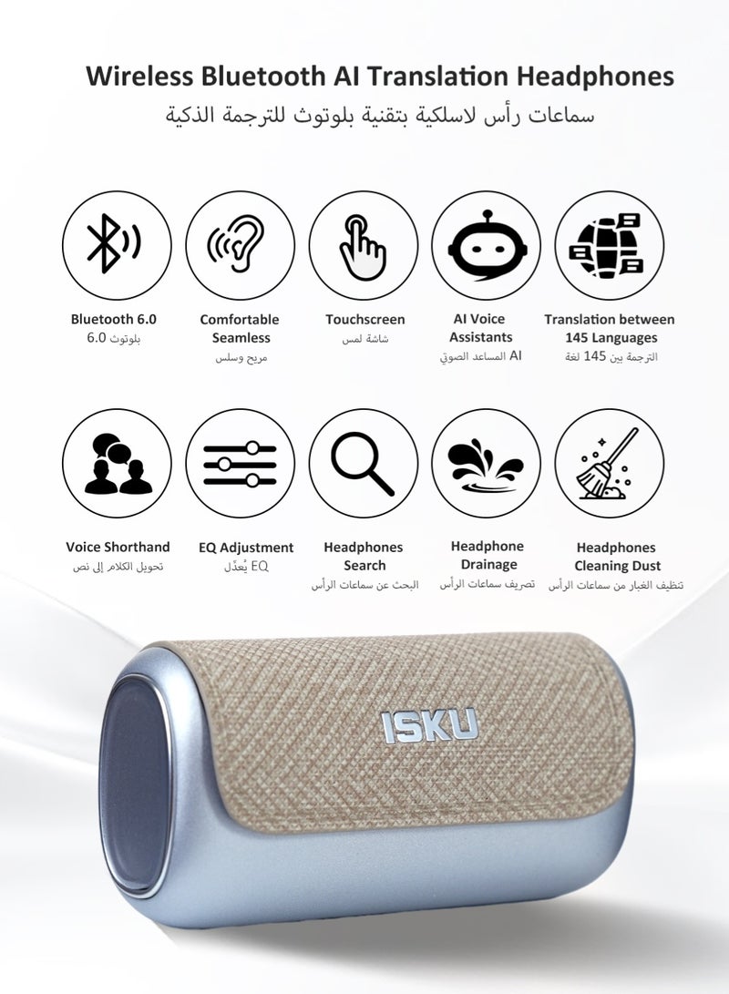 ISKU Open Ear Clip Headphones Wireless Earbuds Bluetooth 6.0 OWS Translation Earphones AI Voice Assistant Multiple Translation Modes, HIFI Anti-Leakage HD Call Supports Translation of 145 Languages TWS Headphones for Sports Travel Classes Work - Image 5
