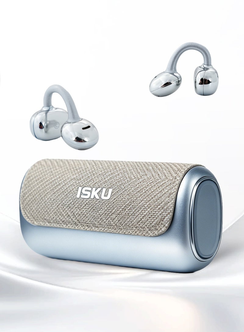 ISKU Open Ear Clip Headphones Wireless Earbuds Bluetooth 6.0 OWS Translation Earphones AI Voice Assistant Multiple Translation Modes, HIFI Anti-Leakage HD Call Supports Translation of 145 Languages TWS Headphones for Sports Travel Classes Work - Image 1