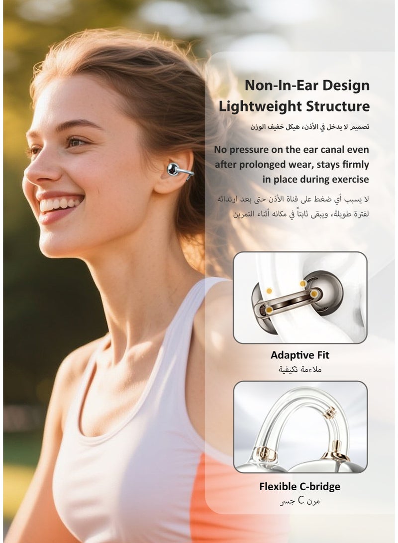 ISKU Open Ear Clip Headphones Wireless Earbuds Bluetooth 6.0 OWS Translation Earphones AI Voice Assistant Multiple Translation Modes, HIFI Anti-Leakage HD Call Supports Translation of 145 Languages TWS Headphones for Sports Travel Classes Work - Image 2