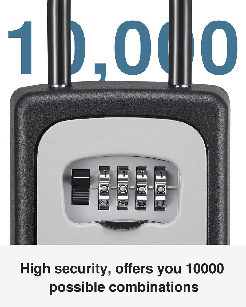 Puroma Waterproof Combination Key Lock Box for House Keys - Portable, Resettable, Wall Mounted & Hanging Key Safe - Image 4