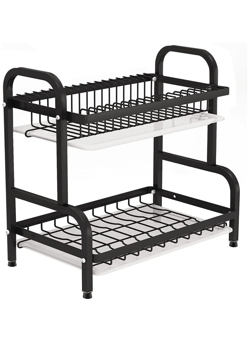 ADAK 2-Tier Dish Drying Rack with Utensil Holder & Cutting Board Holder, 304 Stainless Steel Dish Rack with Drainboard, Easy Assembly, Space-Saving Design for Kitchen Countertops - Image 1