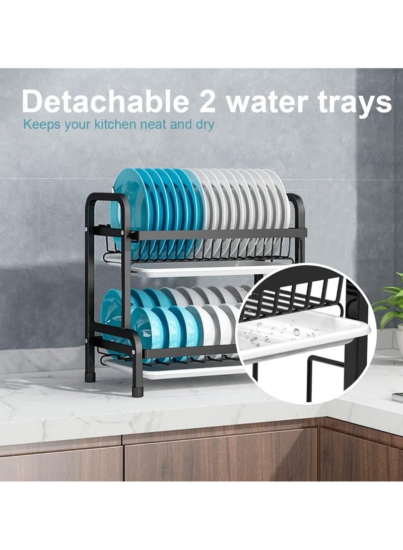 ADAK 2-Tier Dish Drying Rack with Utensil Holder & Cutting Board Holder, 304 Stainless Steel Dish Rack with Drainboard, Easy Assembly, Space-Saving Design for Kitchen Countertops - Image 2