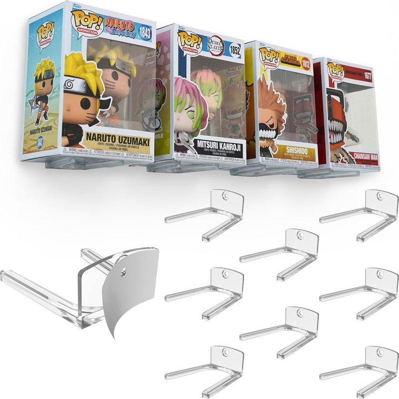 Modern JP رف عرض ياباني حدي�� مغلف بالغراء لصناديق Funko Pop (8 قطع) – تثبيت نظيف لعرض Funko Pop – تركيب سهل باستخدام الغراء – يحمي الصناديق ولا يتطلب استخدام المسامير – اللون شفاف - Image 1