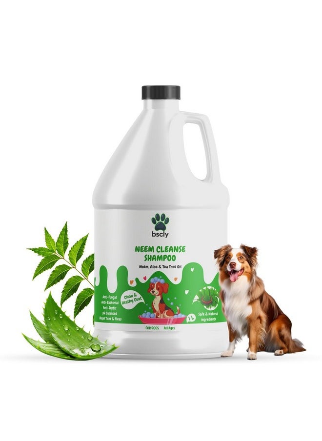 Harrods Bscly Neem Pet Herbal Shampoo 1000Ml - Ticks & Fleas Prevention, Enriched With Aloe & Coconut Oil, Ph Balanced Dog Shampoo, Heals Skin, Suitable For Pomeranians To Golden Retrievers  - Image 1