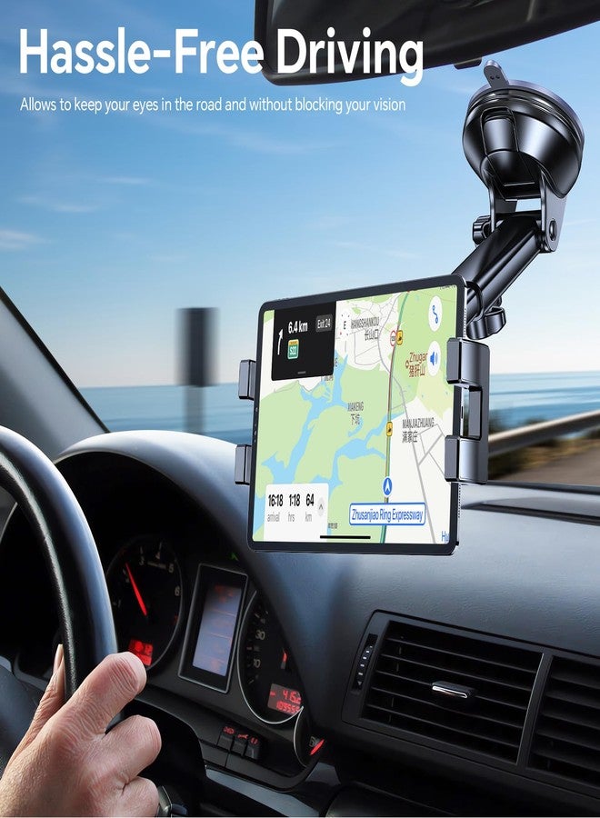 Coolpow Dashboard Tablet Holder for Car Suction Cup Car Mount with Large Clamp for All 6"-11" Apple iPad Samsung Galaxy Tab Tablet Mount car dashboard - Image 2