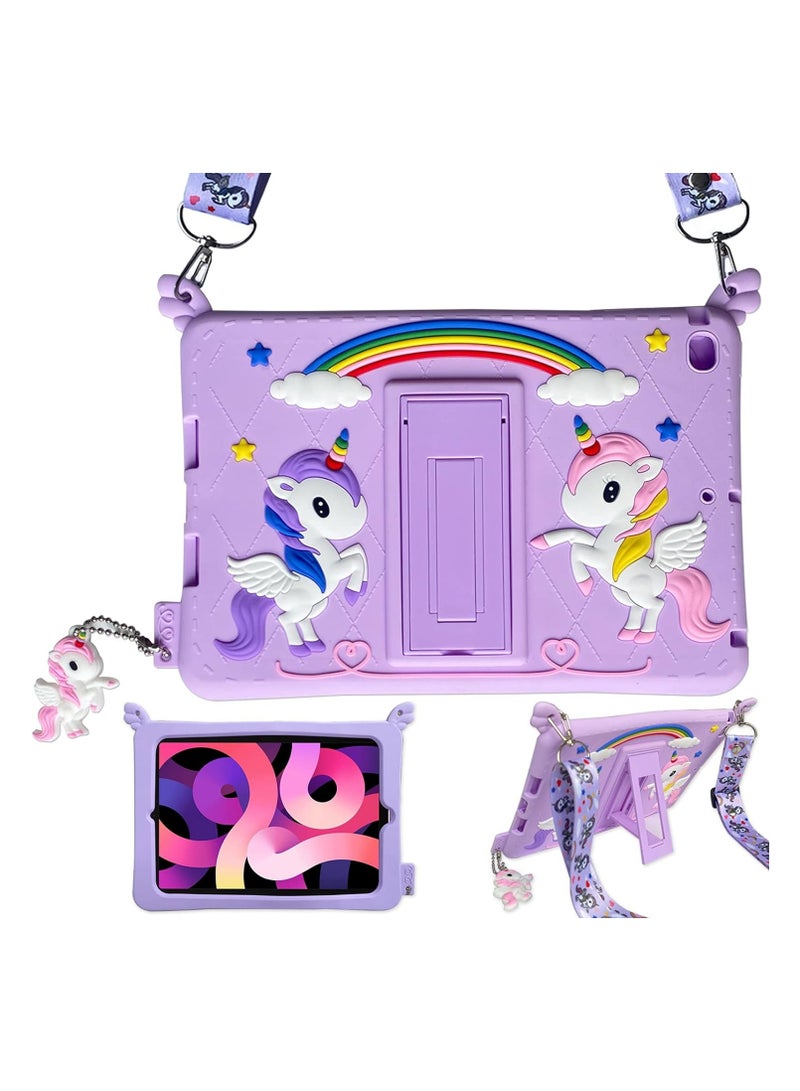 general Suitable for iPad 9th Generation/8th Generation/7th Generation (10.2 inch, 2021/2020/2019), Cute Cartoon Silicone Case with Stand and Shoulder Strap - Image 1