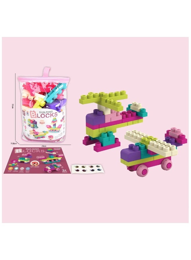 Stem 80-Piece Soft Building Blocks: Creative Fun for Ages 3+- Pink - Image 3