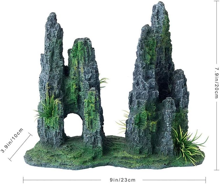 FEDOUR Aquarium Mountain View Stone Ornament Tree Rock Cave Landscape, Large Aquarium Ornament Rock Artificial Fish Tank Decoration - Image 3