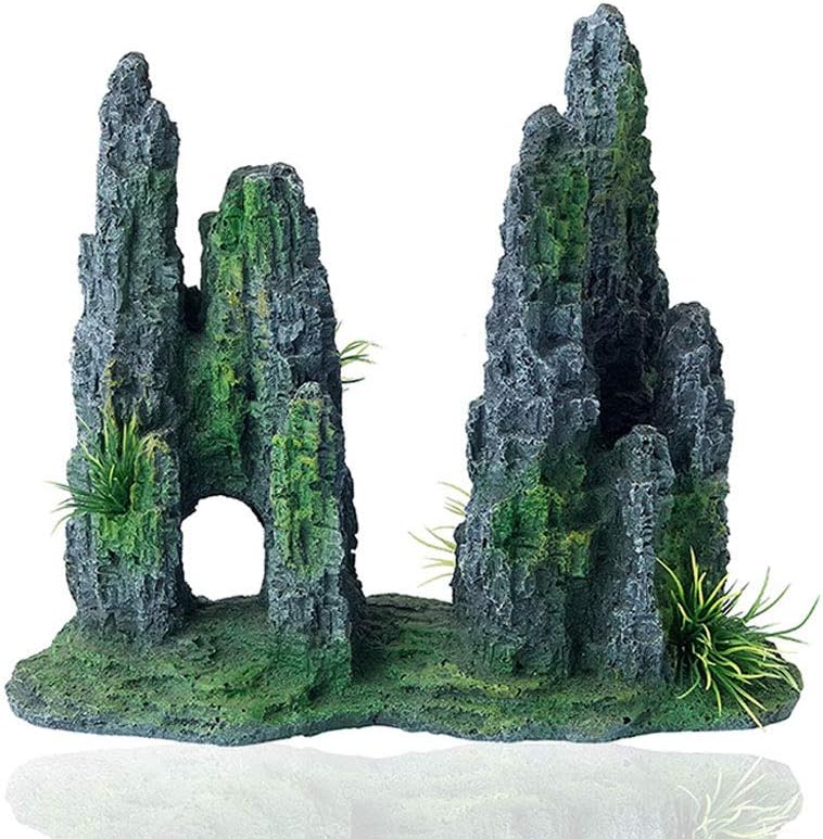 FEDOUR Aquarium Mountain View Stone Ornament Tree Rock Cave Landscape, Large Aquarium Ornament Rock Artificial Fish Tank Decoration - Image 1