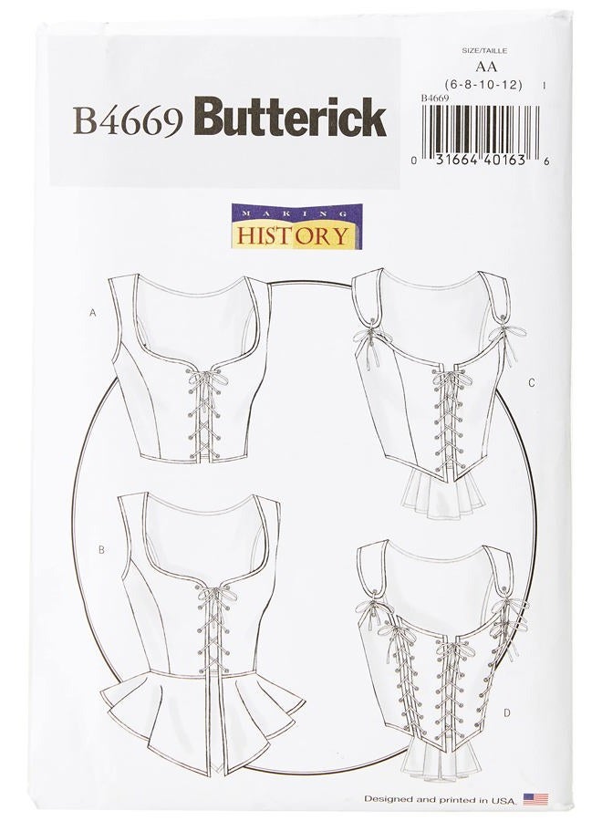 BUTTERICK PATTERNS B4669 Misses' Corset, Size AA (6-8-10-12) - Image 1