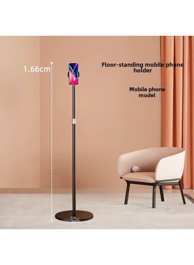 Direct Floor Flat Bracket Can Lift Metal 360 Degree Rotating Floor Lazy Mobile Phone Universal Bracket-Color:Black Lifting Mobile Phone 166cm - Image 1