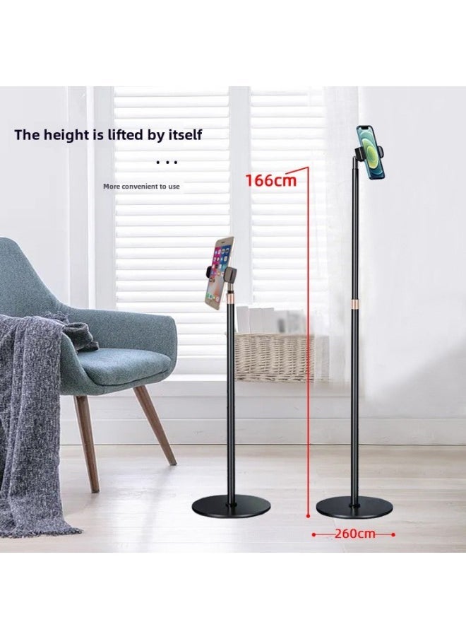 Direct Floor Flat Bracket Can Lift Metal 360 Degree Rotating Floor Lazy Mobile Phone Universal Bracket-Color:Black Lifting Mobile Phone 166cm - Image 4