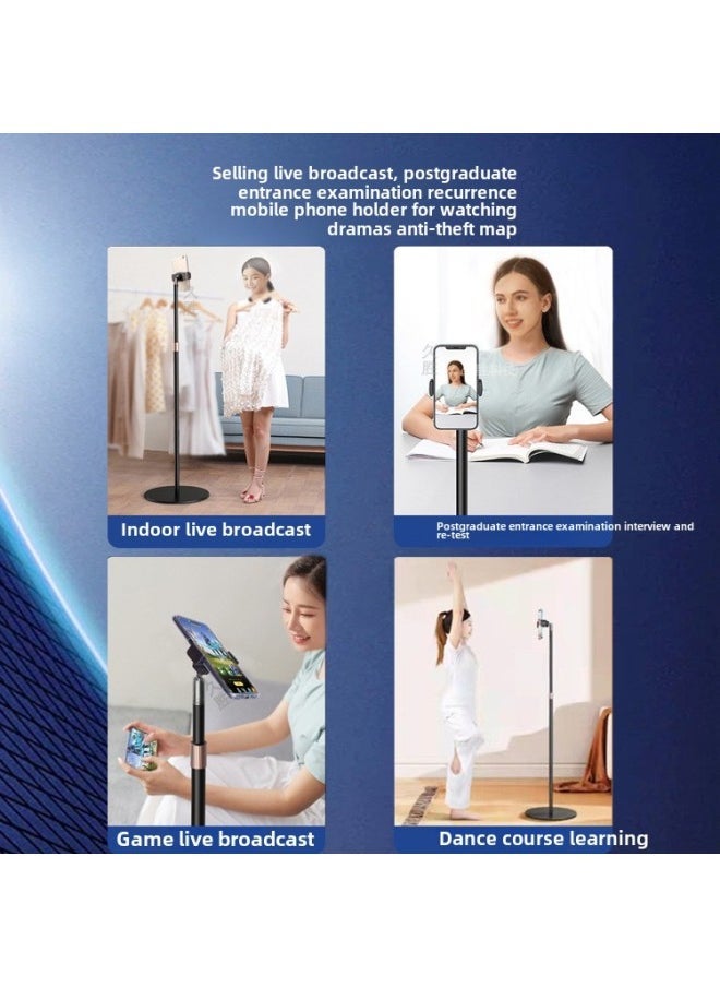 Direct Floor Flat Bracket Can Lift Metal 360 Degree Rotating Floor Lazy Mobile Phone Universal Bracket-Color:Black Lifting Mobile Phone 166cm - Image 3
