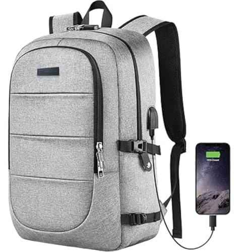 Impulse Hustle Grey 40L Water-Resistant Laptop Backpack with USB Port & Number Lock, 3 Compartments, Fits 16" Laptop, Ideal for Office, School, College & Travel, Unisex Business Bag - Image 1