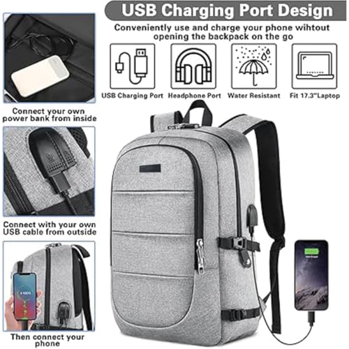Impulse Hustle Grey 40L Water-Resistant Laptop Backpack with USB Port & Number Lock, 3 Compartments, Fits 16" Laptop, Ideal for Office, School, College & Travel, Unisex Business Bag - Image 2