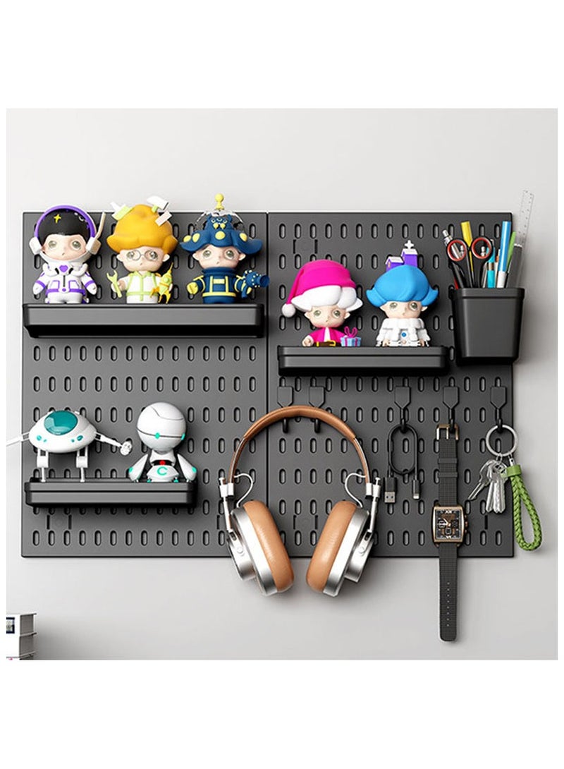 نهر قو لوح تعليق حائطي مع مجموعة أدوات متنوعة لغرفة المعيشة أو غرفة الألعاب، يستخدم لتنظيم وتعليق الأدوات على الحائط (أسود) - Image 1