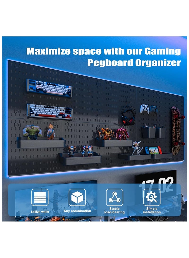 نهر قو لوح تعليق حائطي مع مجموعة أدوات متنوعة لغرفة المعيشة أو غرفة الألعاب، يستخدم لتنظيم وتعليق الأدوات على الحائط (أسود) - Image 2