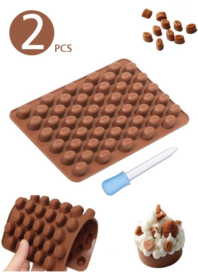 Lemon 2 PCS Mini Coffee Bean Molds,  with a Dropper, Coffee Silicone Mold for Making Small Jelly Bean Hard Candy Gummy Frozen Turmeric Golden Past  - Image 1