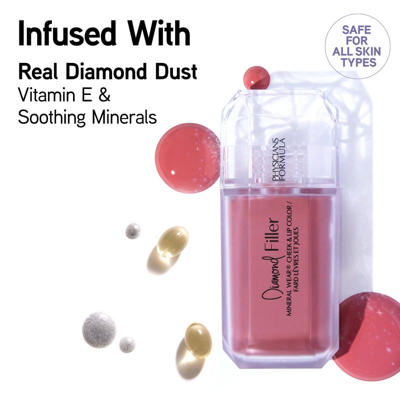 Physicians Formula Mineral WearÂ®Diamond Filler Cheek & Lip Color, Serum-to-Cream Multi-Use Liquid Blush Formula, Plumps & Smooths for Fuller Looking Cheeks & Lips, Monochromatic Look - Radiant Pink - Image 5