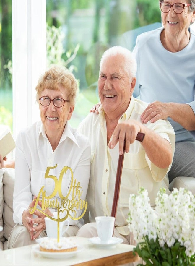 زينة كعكة الذكرى الخمسين من بيكاتيرا، ذهبية لامعة، زينة كعكة عيد الميلاد الخمسين، زينة حفلات الذكرى الخمسين، مستلزمات تزيين كعكة حفلات الزفاف في الذكرى الخمسين (أكريليك ذهبي) - Image 4