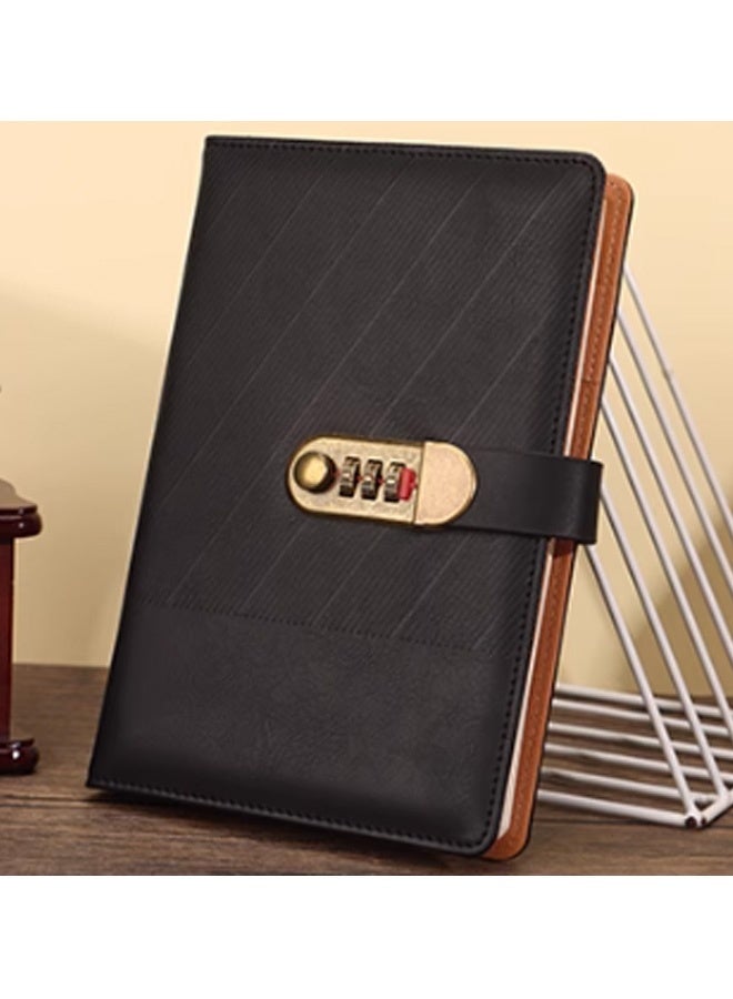 GMORO Lock Notebook Combination Lock Student Diary Notebook A5 Business Diary PU Leather Cover Page 200 - Image 2