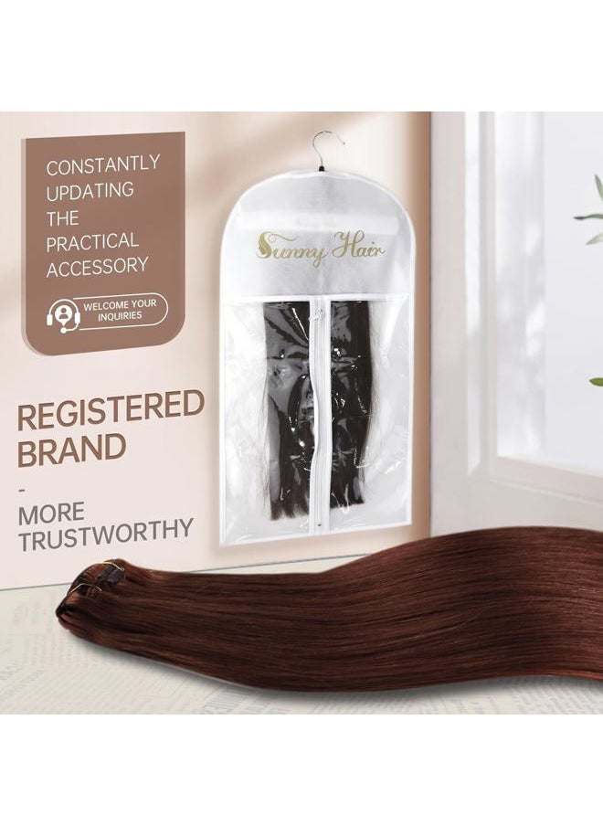 Sunny Hair Clip in Hair Extensions Straight Human Hair Clip in Extensions Remy Clip in Hair Extensions Real Human Hair Extensions Clip ins Auburn Red Brown 16inch  - Image 5