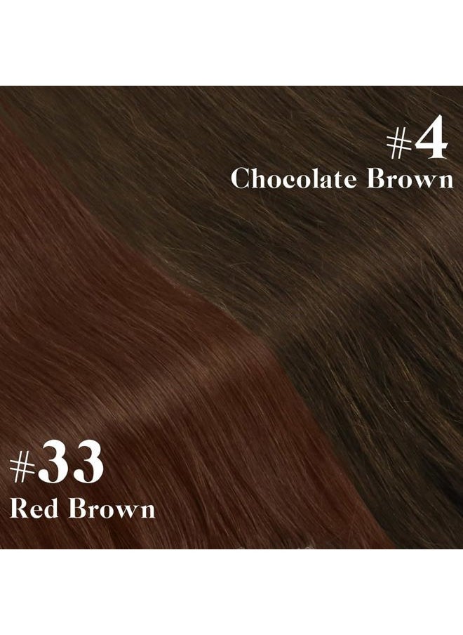 Sunny Hair Clip in Hair Extensions Straight Human Hair Clip in Extensions Remy Clip in Hair Extensions Real Human Hair Extensions Clip ins Auburn Red Brown 16inch  - Image 4
