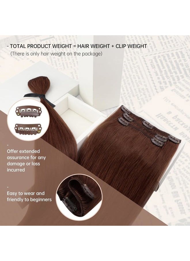 Sunny Hair Clip in Hair Extensions Straight Human Hair Clip in Extensions Remy Clip in Hair Extensions Real Human Hair Extensions Clip ins Auburn Red Brown 16inch  - Image 2