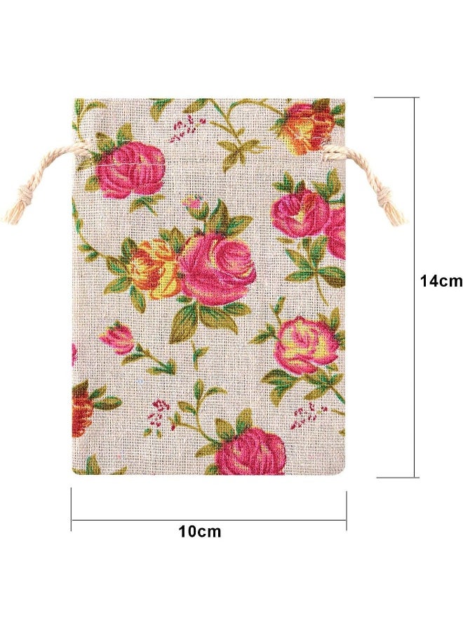 Pangda Pangda 30 Pack Small Size Rose Drawstring Bags 3.9 x 5.3 Inches Burlap Flower Pouch Bags Linen Gift Bags Jewelry Pouches for Wedding DIY Craft Party  - Image 3