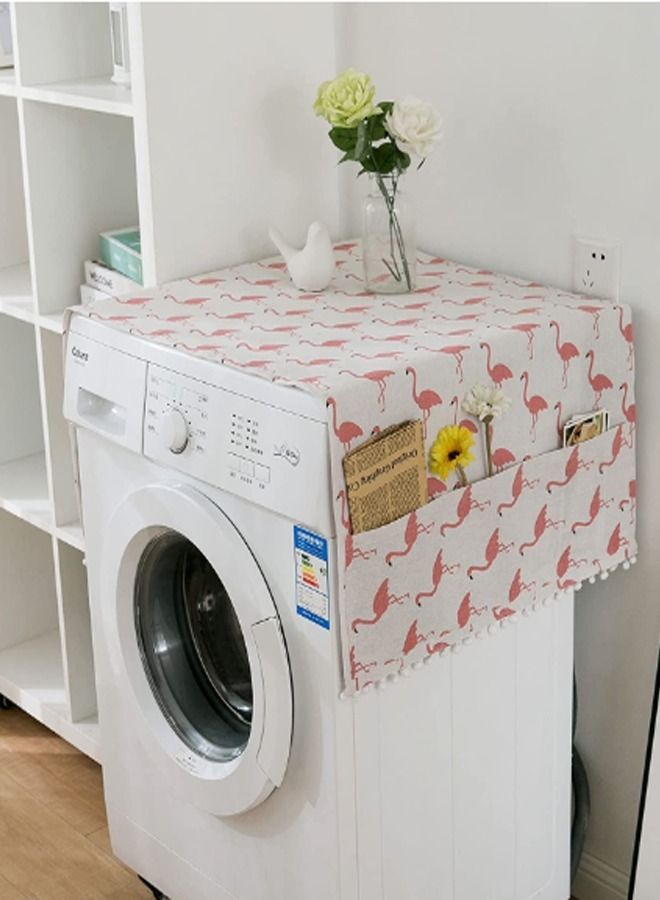Kutis Multicolor Washing Machine/Refrigerator Dust Slip Cover with Storage Pockets 55 x 130 cm - Image 1
